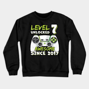 Seven 7Th Birthday Decoration Boy 7Yr 7 Year Old Birthday Crewneck Sweatshirt